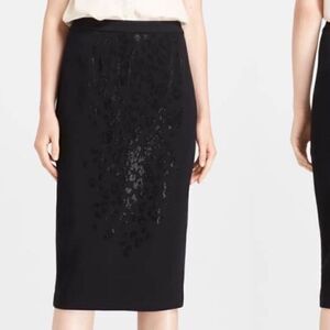 A.L.C Black Lee Crystal Embellished Rhinestone Leopard Pencil Skirt.Size 10